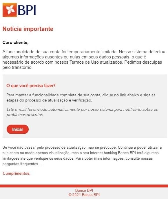 Burla online com nome do BPI