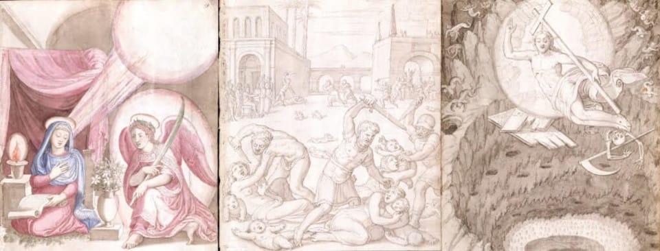 De Aetatibus Mundi Imagines de Francisco de Holanda, três cenas do Novo Testamento