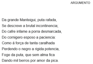 A Manteigui, de Bocage - o argumento da obra