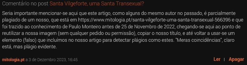 Comentário enviado para a publicação de Daniel Santos Morais e Paulo Monteiro