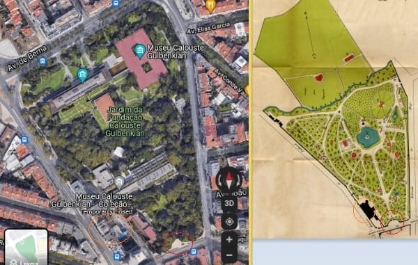 Mapa do Jardim Zoológico de Lisboa, no espaço antigo