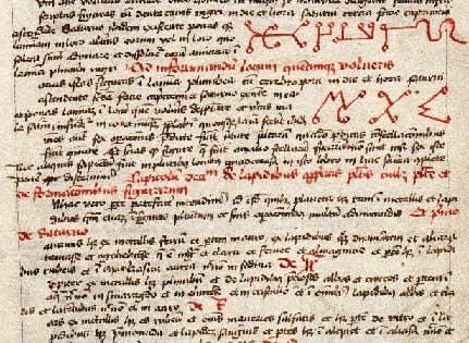 Uma página do Picatrix, com símbolos de talismãs Uma página do Picatrix